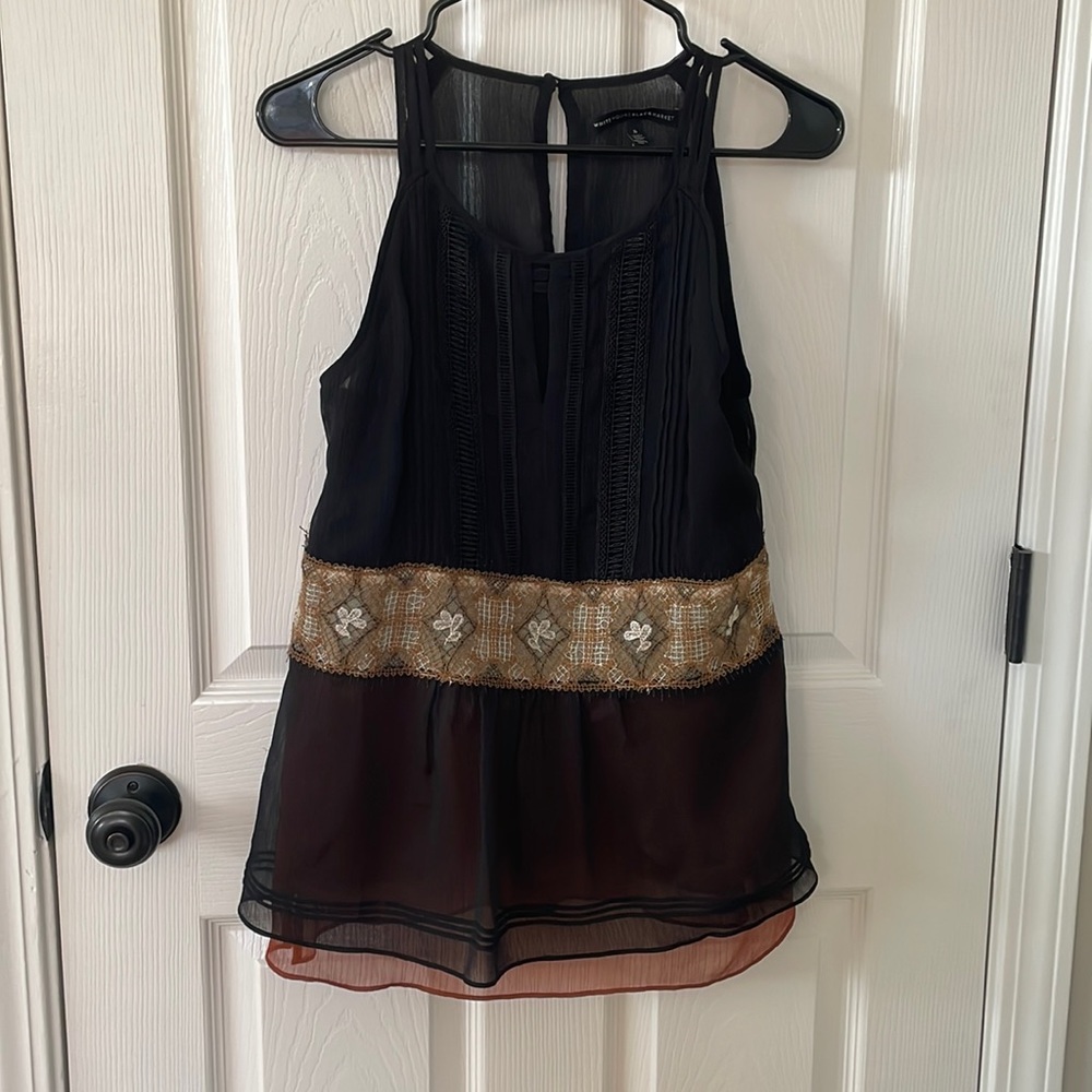 White House Black Market Black and Red Blouse